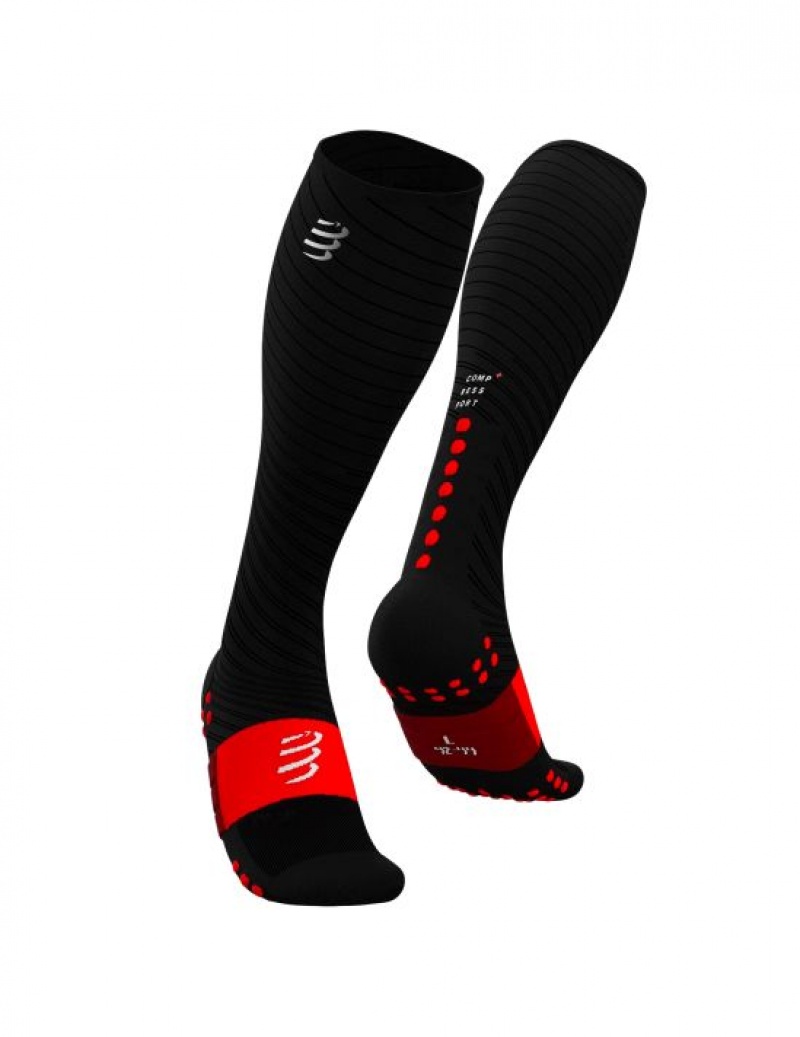 High Socks Compressport Full Socks Recovery Barbati Negrii | 157426-ZBN