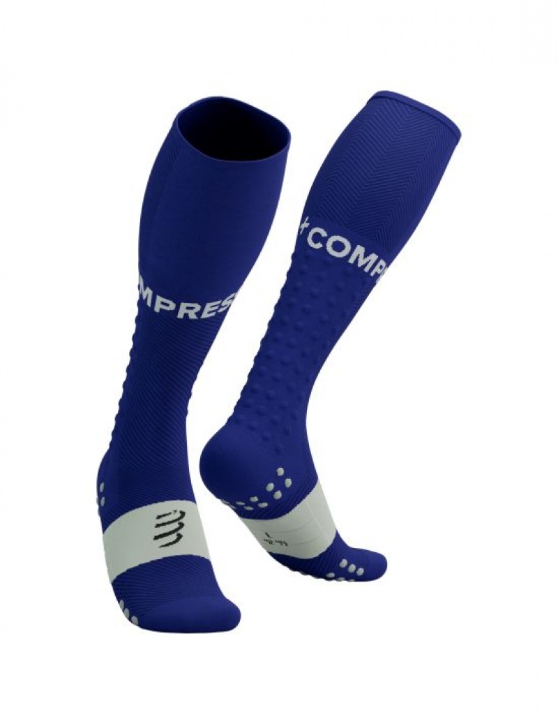 High Socks Compressport Full Socks Run Barbati Albastri | 309764-UBF