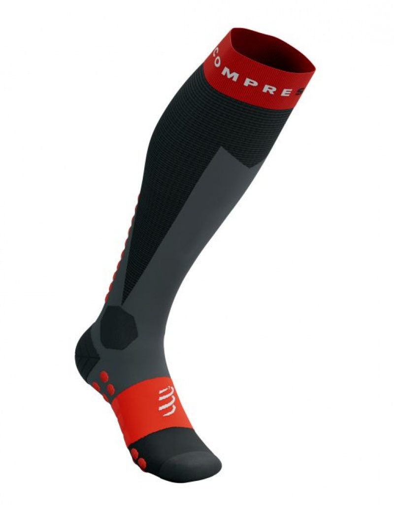 High Socks Compressport Ski Touring Full Socks Barbati Negrii Rosii | 086537-ZHC