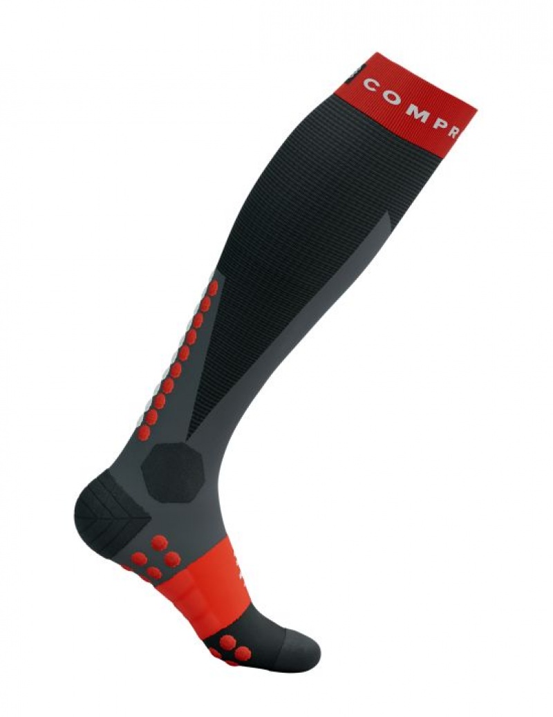 High Socks Compressport Ski Touring Full Socks Barbati Negrii Rosii | 086537-ZHC