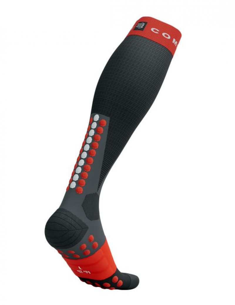 High Socks Compressport Ski Touring Full Socks Barbati Negrii Rosii | 086537-ZHC