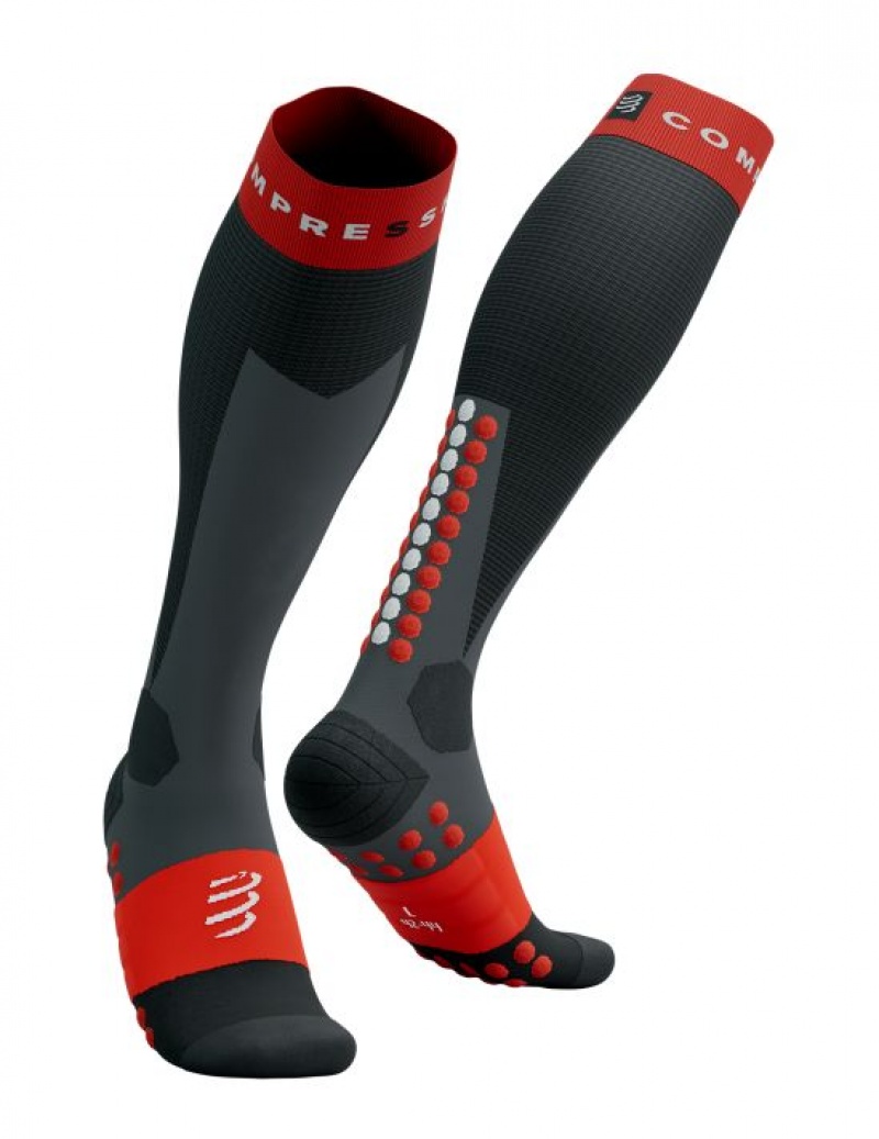 High Socks Compressport Ski Touring Full Socks Barbati Negrii Rosii | 086537-ZHC