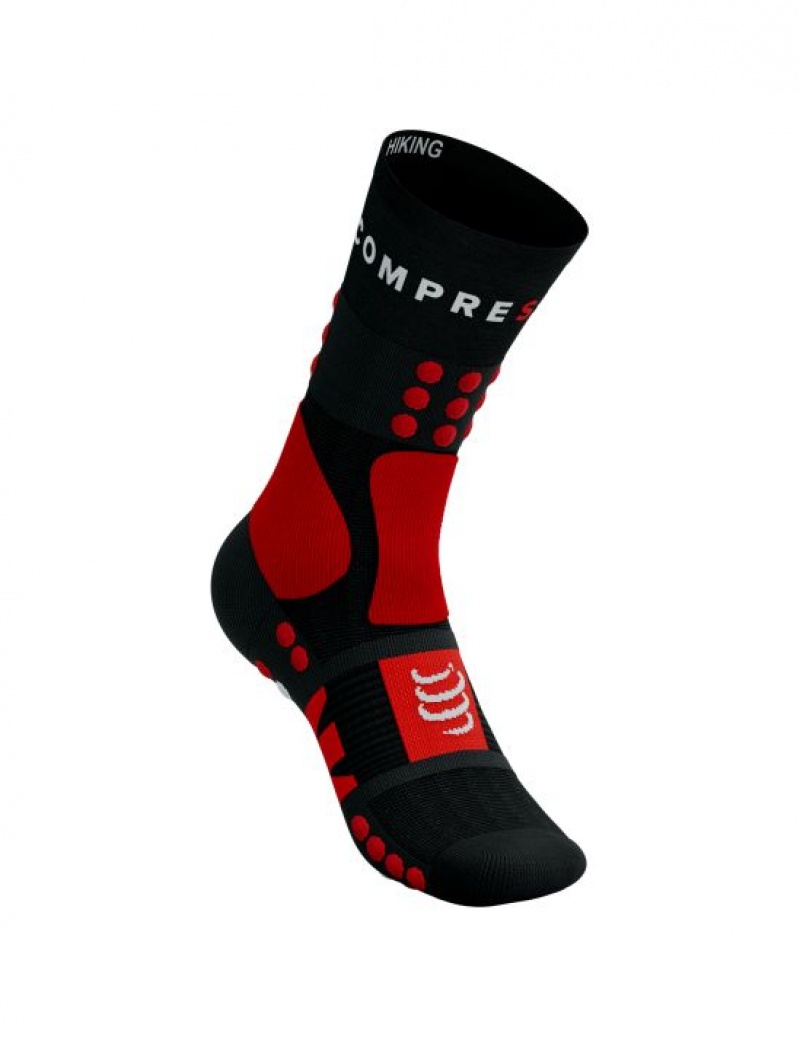 Hiking Socks Compressport Drumetie Socks Barbati Negrii Rosii Albi | 835047-COH