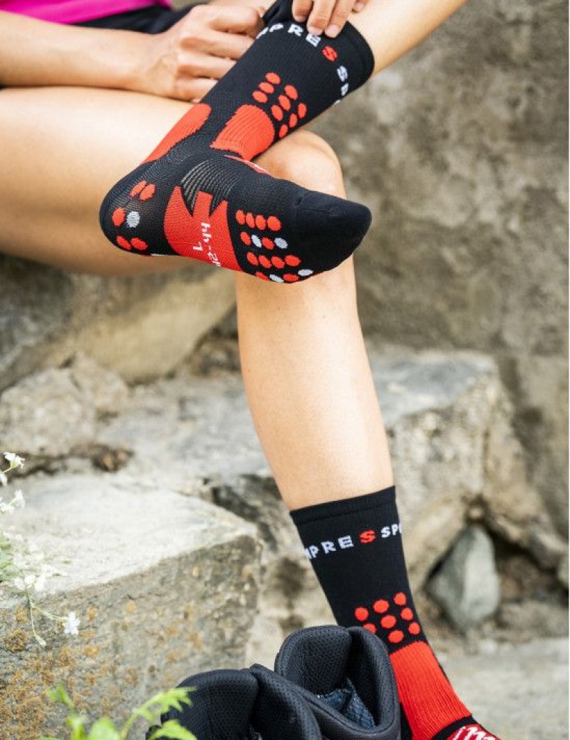 Hiking Socks Compressport Drumetie Socks Barbati Negrii Rosii Albi | 835047-COH