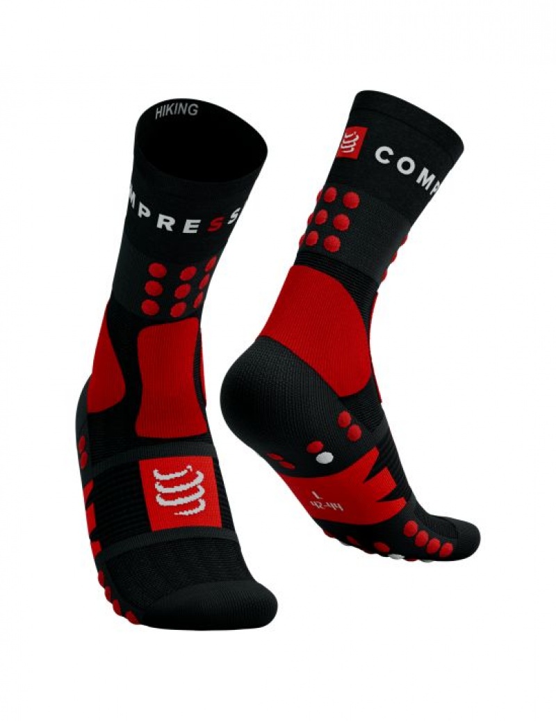 Hiking Socks Compressport Drumetie Socks Barbati Negrii Rosii Albi | 835047-COH