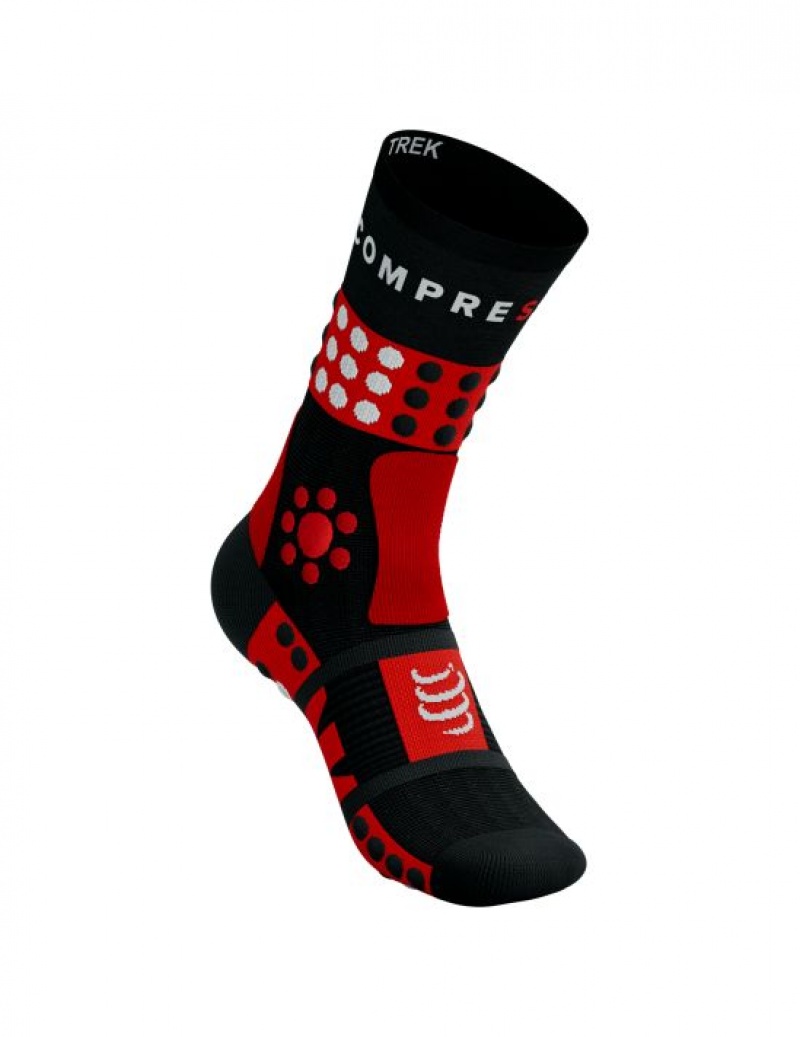 Hiking Socks Compressport Drumetii Montane Socks Barbati Negrii Rosii Albi | 405679-INS