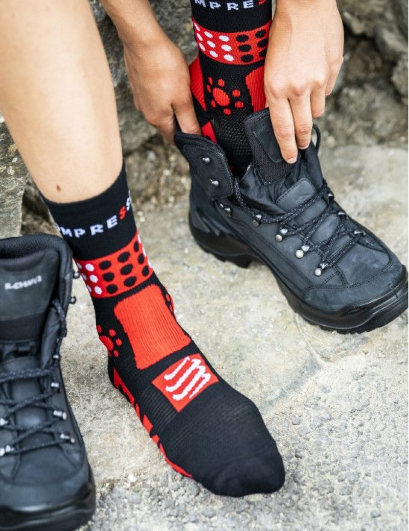 Hiking Socks Compressport Drumetii Montane Socks Barbati Negrii Rosii Albi | 405679-INS