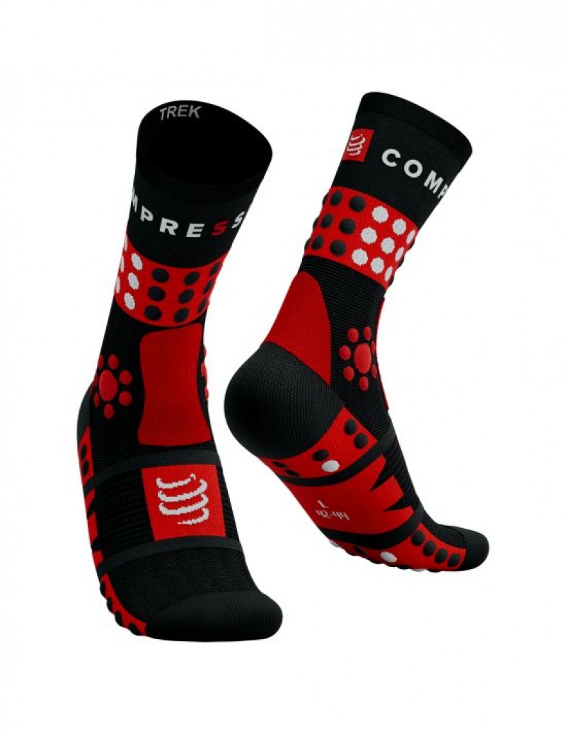 Hiking Socks Compressport Drumetii Montane Socks Barbati Negrii Rosii Albi | 405679-INS