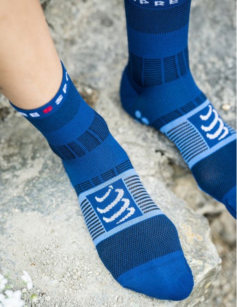 Hiking Socks Compressport Fast Drumetie Socks Barbati Albastri | 425603-HBC