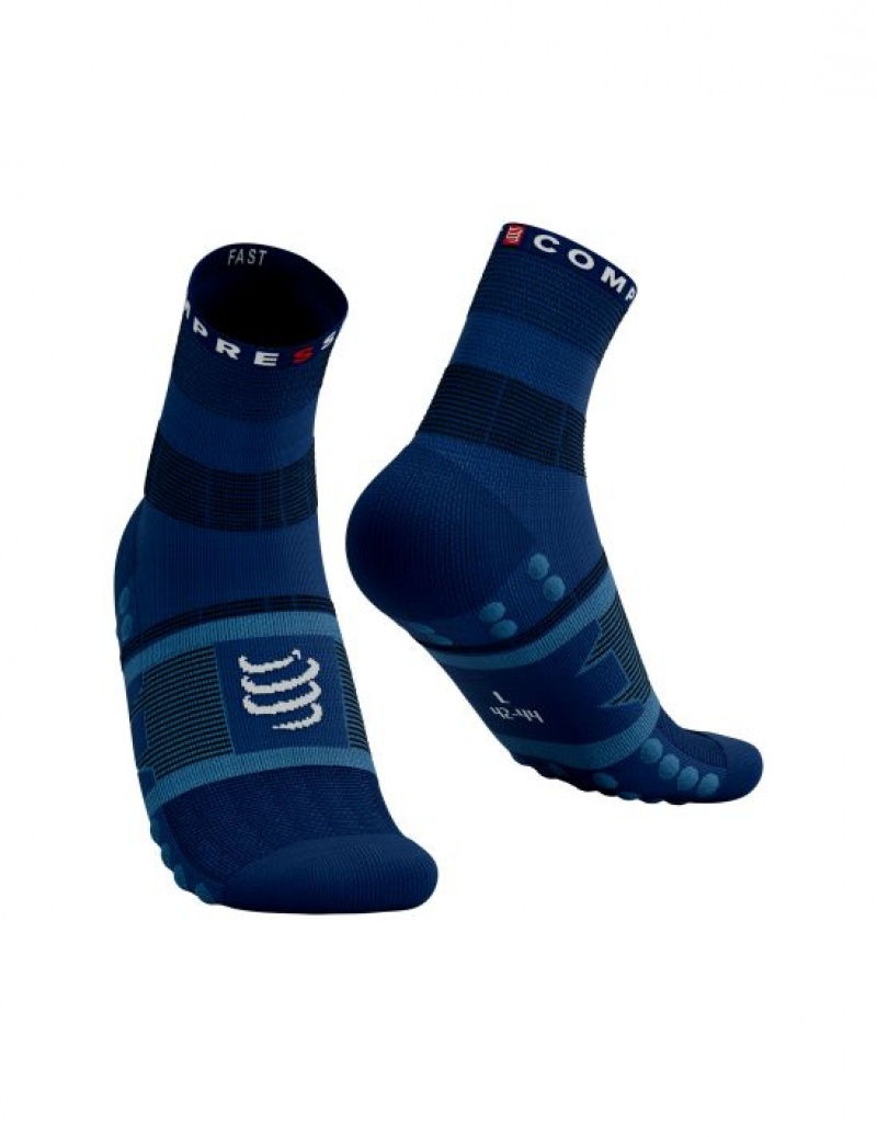 Hiking Socks Compressport Fast Drumetie Socks Barbati Albastri | 425603-HBC