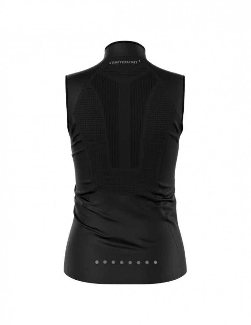 Jachetă De Alergare Compressport Hurricane Windproof Vest W Dama Negrii | 574083-XBG