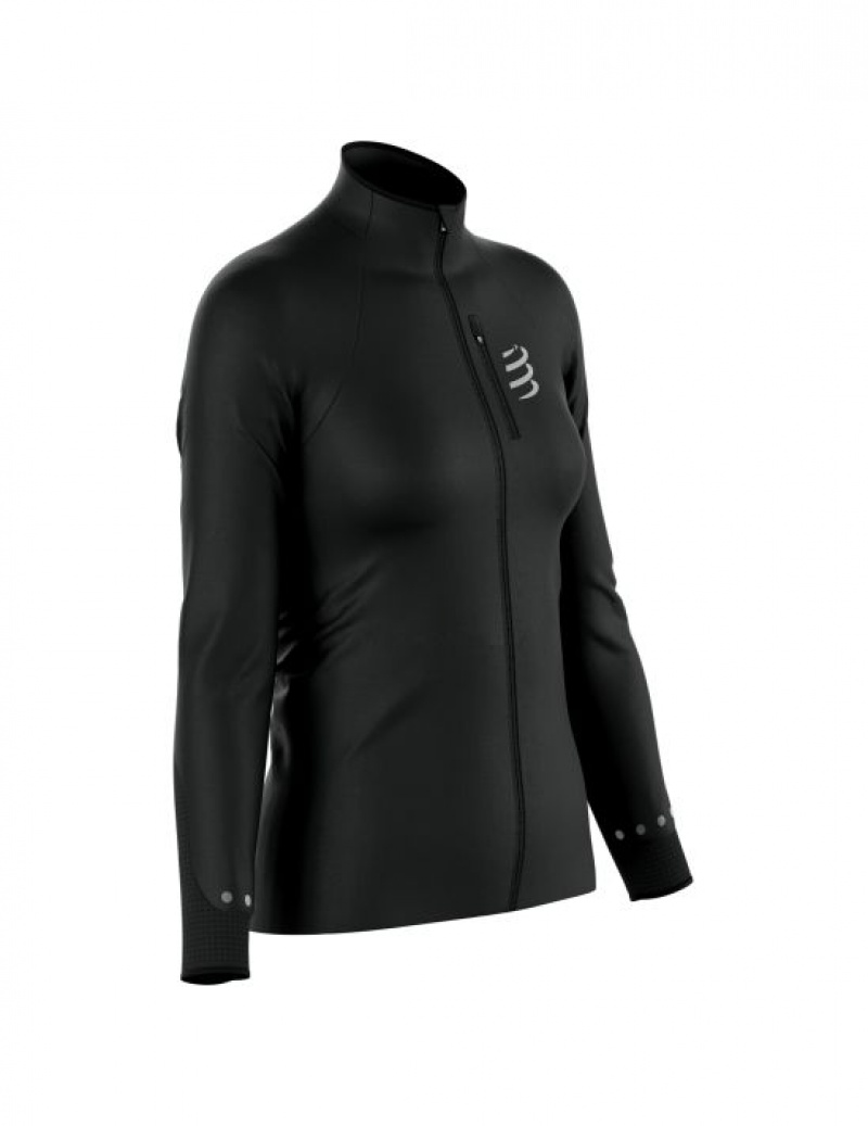 Jachetă De Alergare Compressport Hurricane Windproof Jacket W Dama Negrii | 867392-YVU