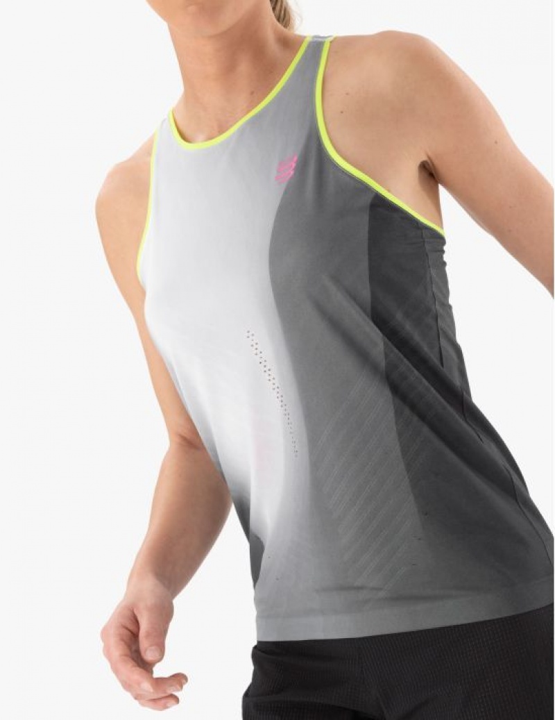 Maiouri Compressport Performance Singlet W Dama Negrii Albi | 745801-LSF