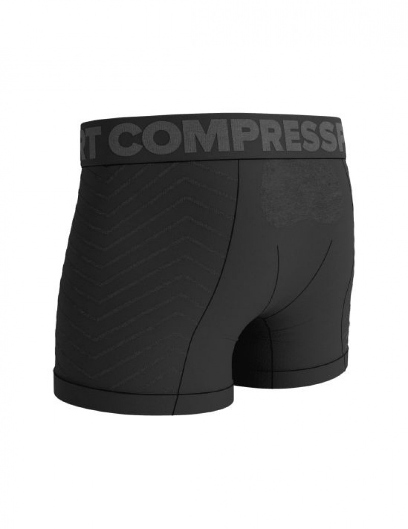 Pantaloni Scurti Compressport Seamless Boxer M Barbati Negrii Gri | 123986-GPB