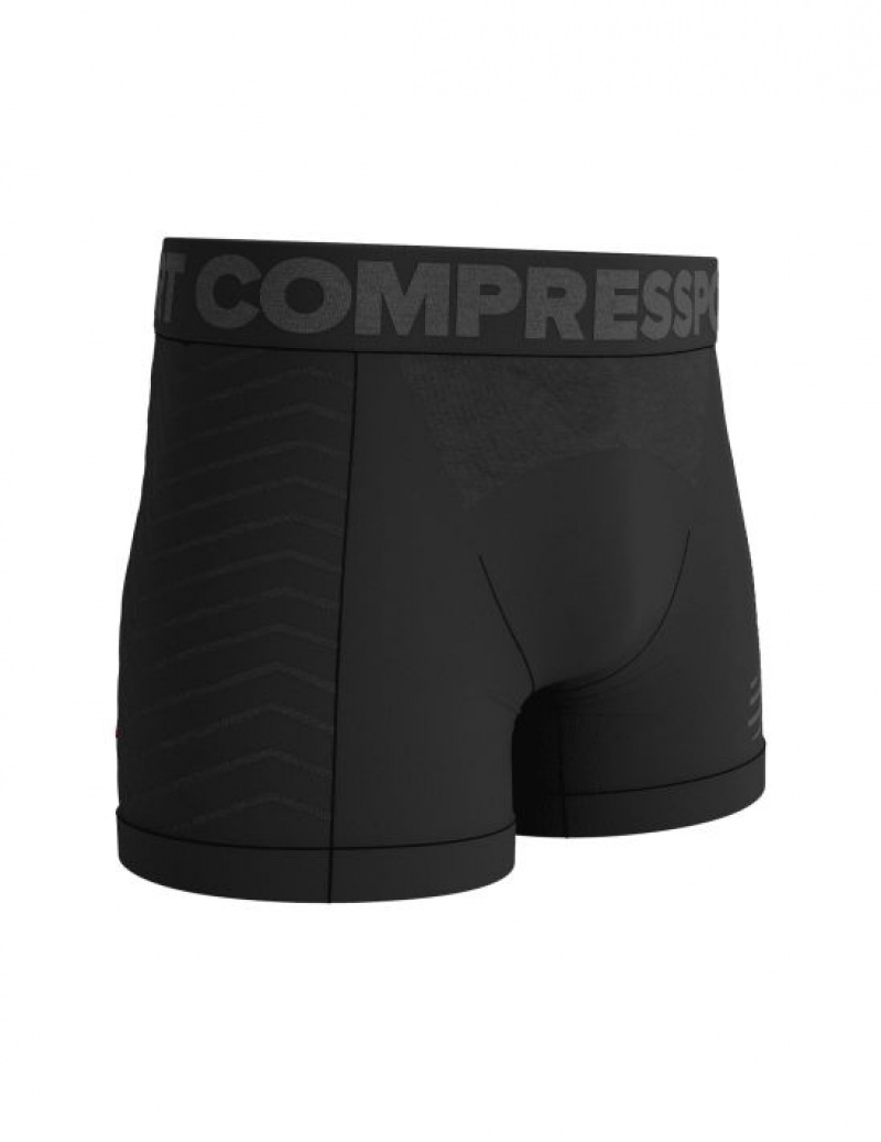 Pantaloni Scurti Compressport Seamless Boxer M Barbati Negrii Gri | 123986-GPB