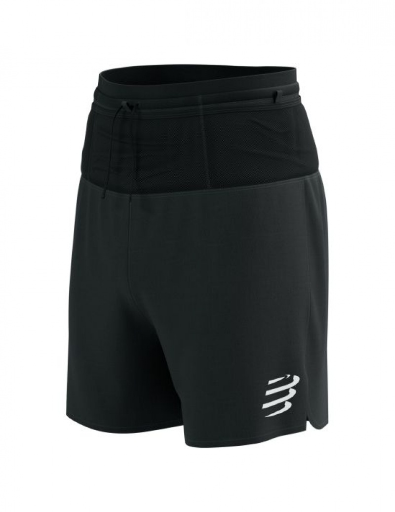 Pantaloni Scurti Compressport Trail Racing 2-In-1 Scurte M Barbati Negrii | 780912-DFT