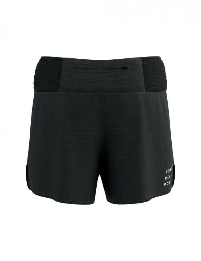 Pantaloni Scurti Compressport Trail Racing Scurte W Unisex Negrii | 246937-ZAM