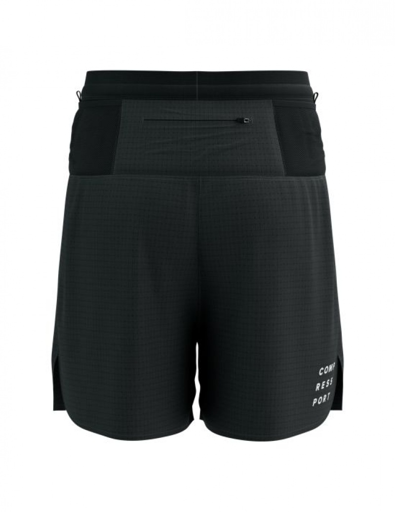 Pantaloni Scurti Compressport Trail Racing Overshort M Unisex Negrii | 071539-ZEM