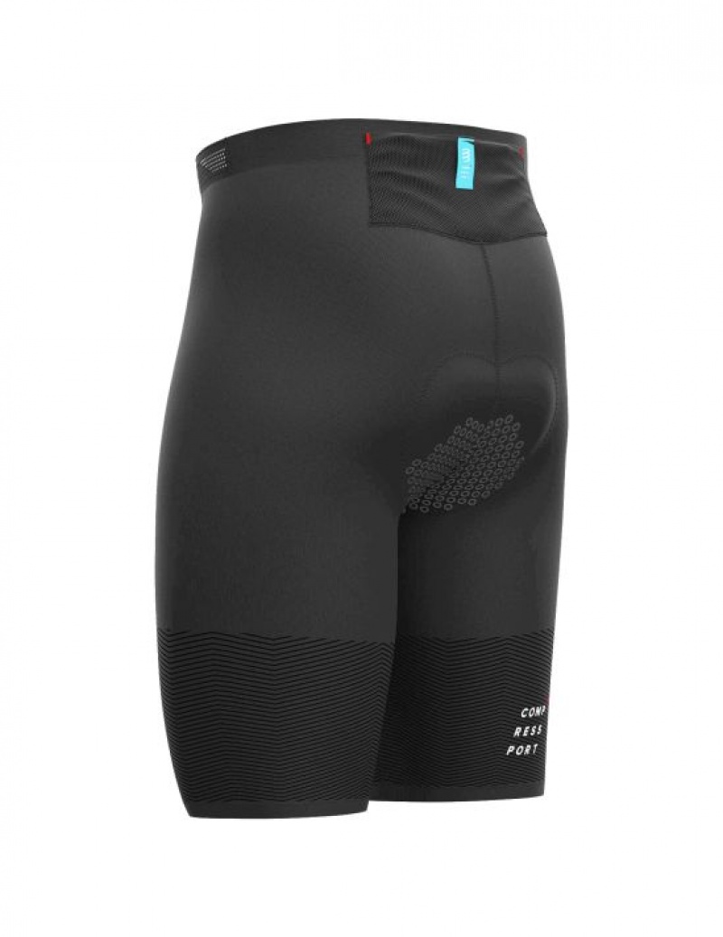 Pantaloni Scurti Compressport Tri Under Control Scurte Unisex Negrii | 238475-BFN