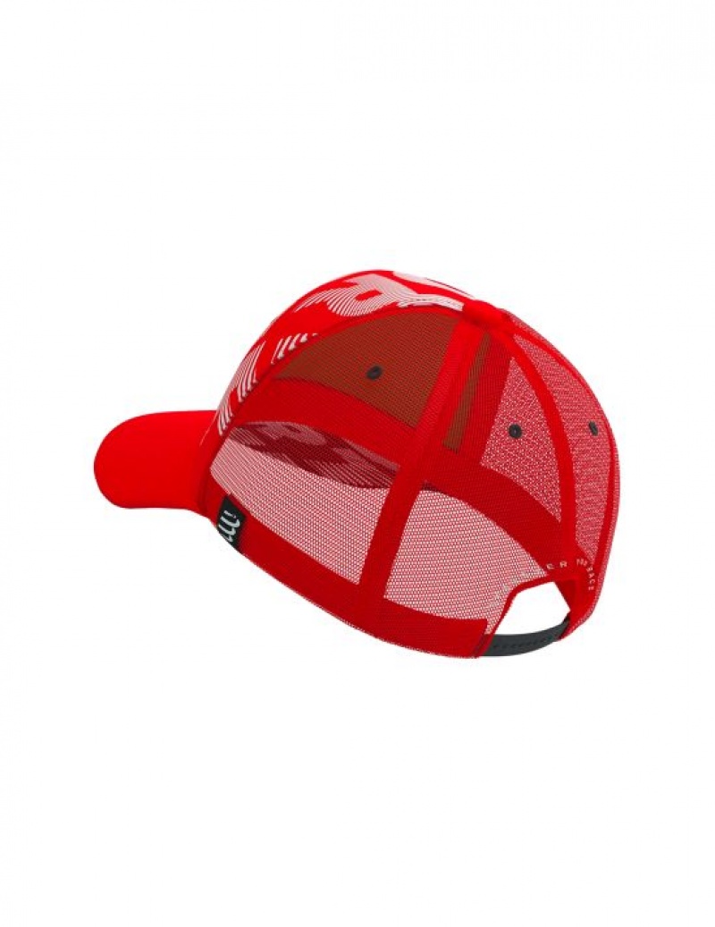 Sapca Compressport Trucker Cap Barbati Rosii Albi | 352749-DUK