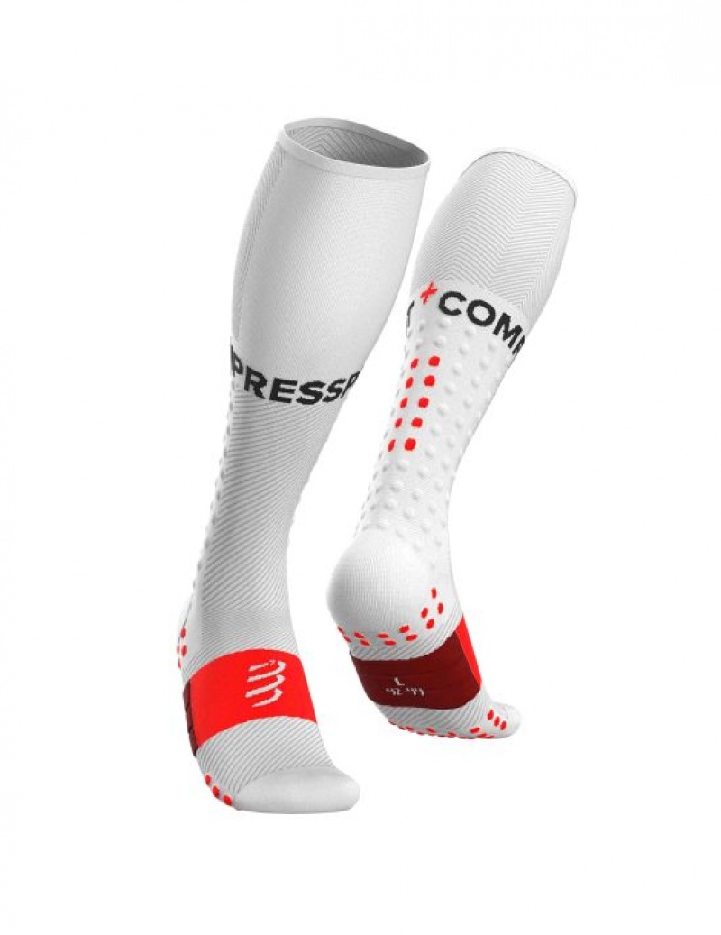 Sosete Alergare Compressport Full Socks Run Barbati Albi | 284609-HAS