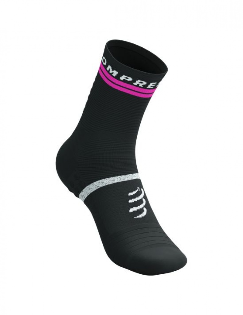 Sosete Alergare Compressport Pro Marathon Socks V2.0 Barbati Negrii Galbeni Roz | 708621-JLC