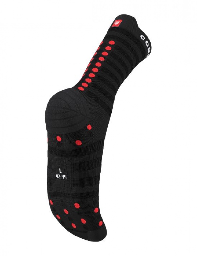 Sosete Alergare Compressport Pro Racing Socks v4.0 Ultralight Run High Barbati Negrii Rosii | 795308-OKX