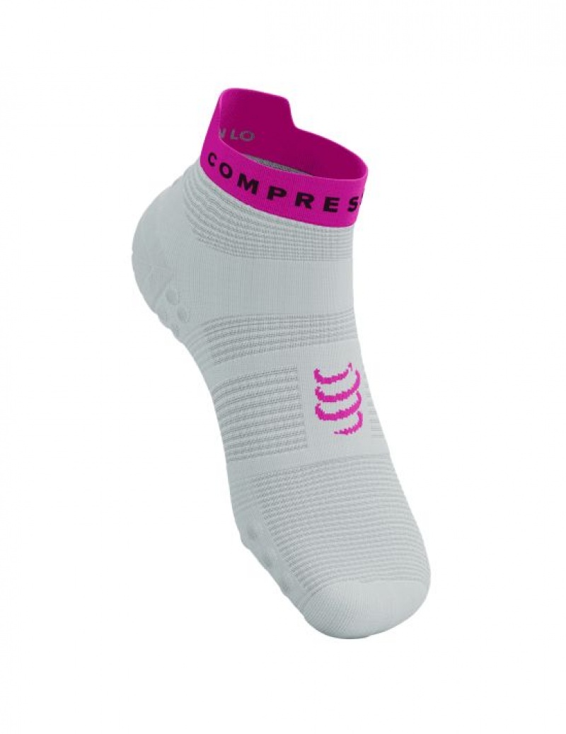 Sosete Alergare Compressport Pro Racing Socks v4.0 Run Low Barbati Albi Galbeni Roz | 768534-NFD