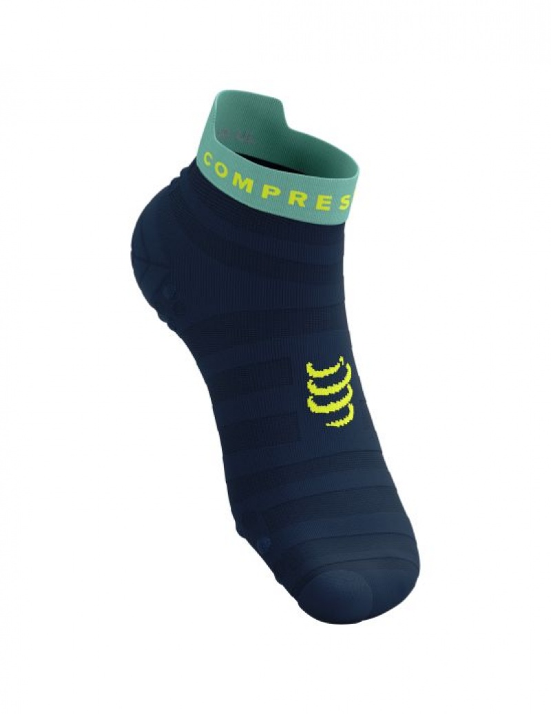 Sosete Alergare Compressport Pro Racing Socks v4.0 Ultralight Run Low Barbati Albastri | 741259-MOK