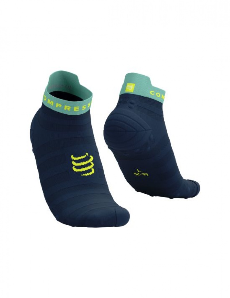 Sosete Alergare Compressport Pro Racing Socks v4.0 Ultralight Run Low Barbati Albastri | 741259-MOK