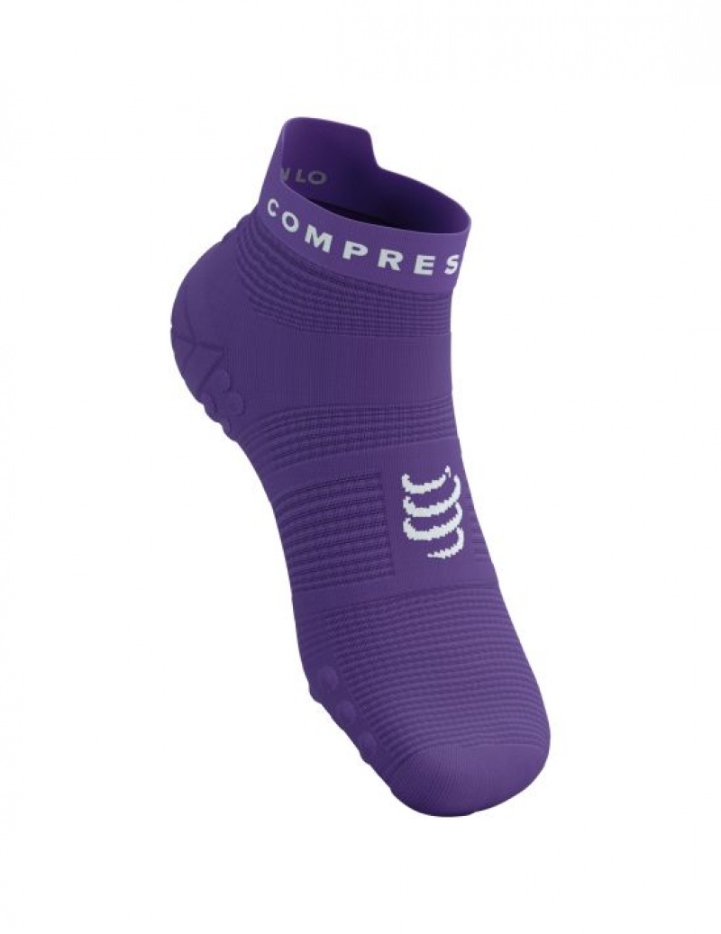 Sosete Alergare Compressport Pro Racing Socks v4.0 Run Low Barbati Violet Albi | 987532-SEX