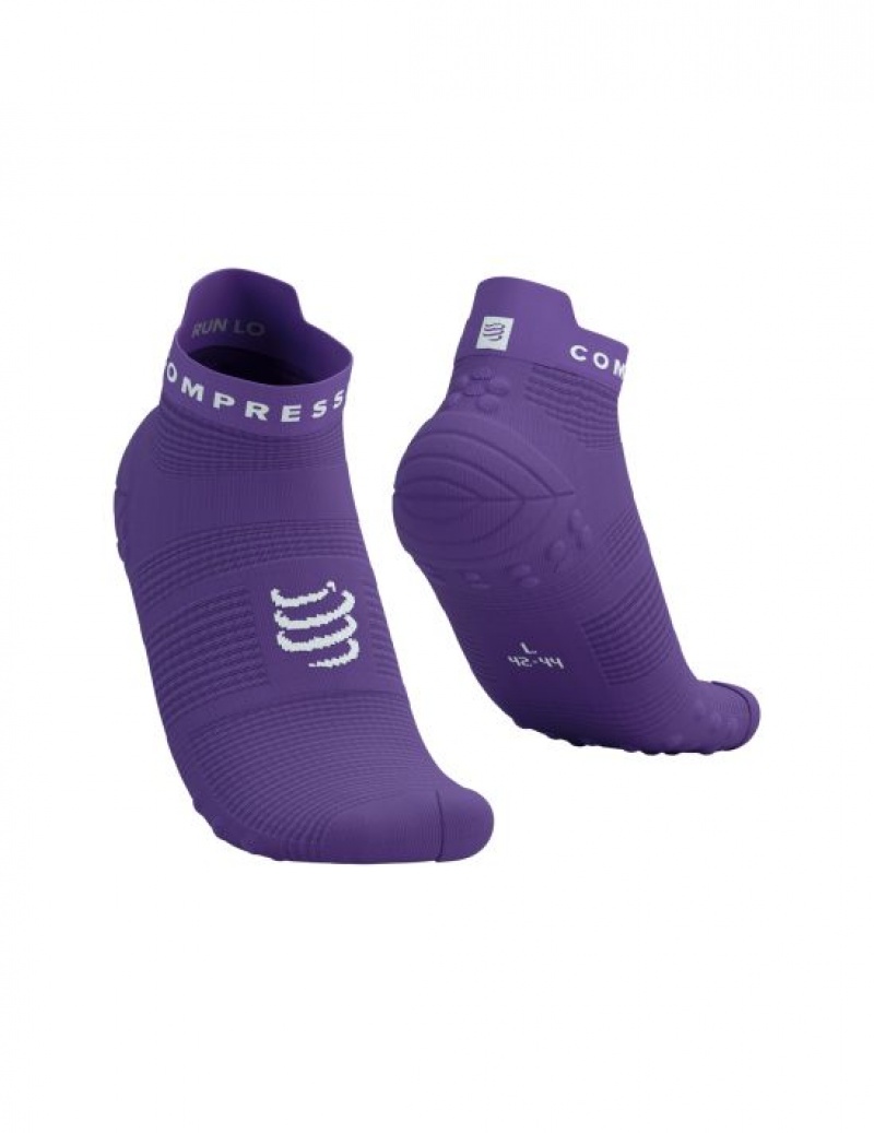 Sosete Alergare Compressport Pro Racing Socks v4.0 Run Low Barbati Violet Albi | 987532-SEX