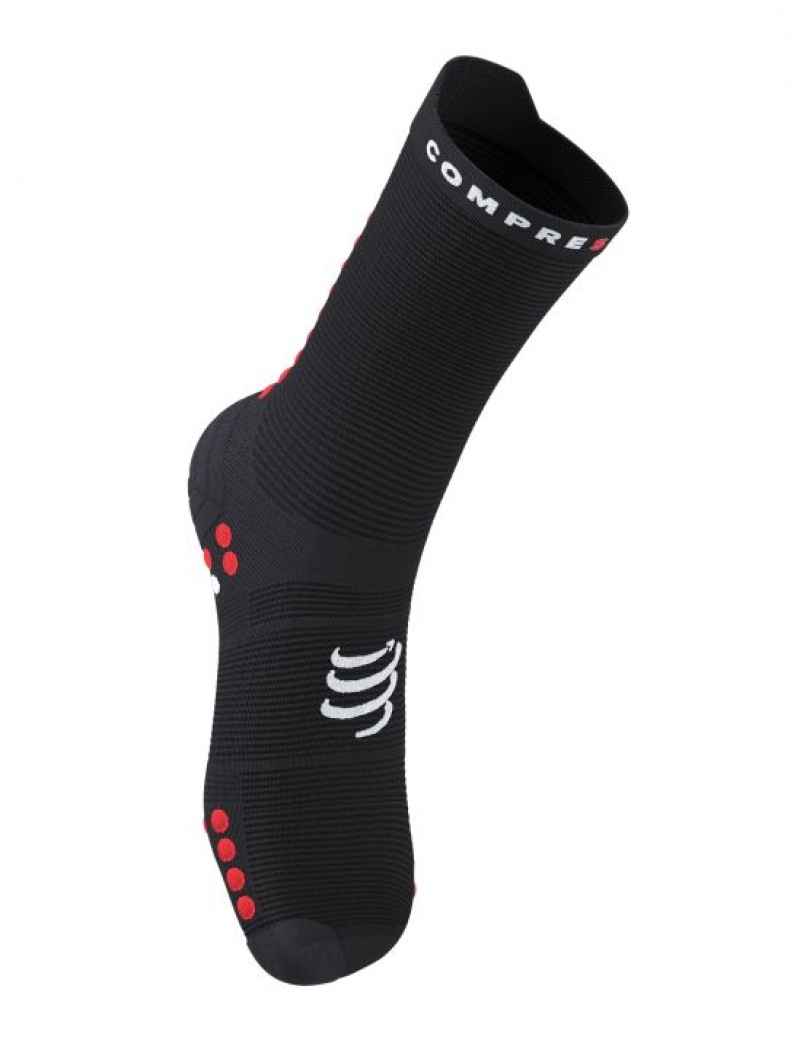 Sosete Alergare Compressport Pro Racing Socks v4.0 Run High Barbati Negrii Rosii | 672381-EYL