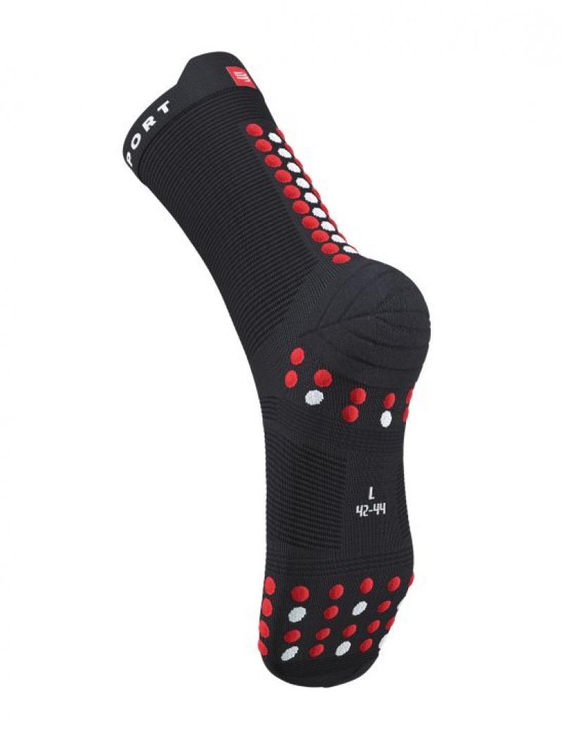 Sosete Alergare Compressport Pro Racing Socks v4.0 Run High Barbati Negrii Rosii | 672381-EYL