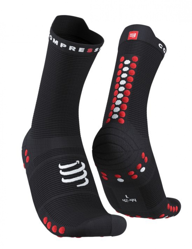 Sosete Alergare Compressport Pro Racing Socks v4.0 Run High Barbati Negrii Rosii | 672381-EYL