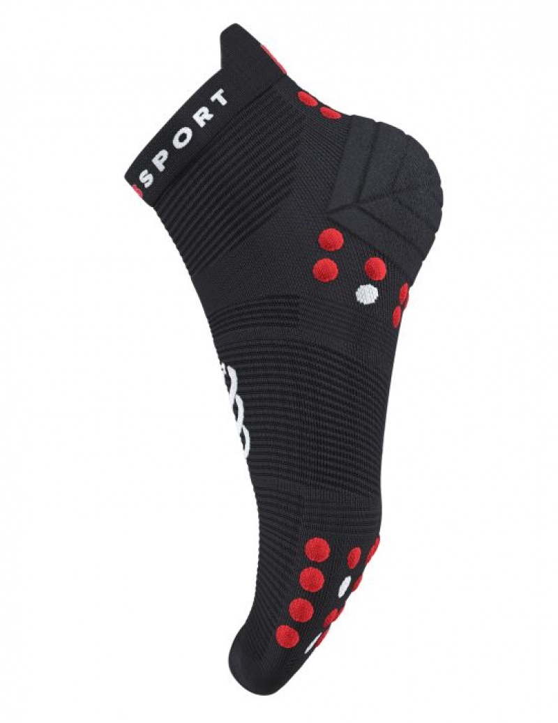 Sosete Alergare Compressport Pro Racing Socks v4.0 Run Low Barbati Negrii Rosii | 954271-UHR