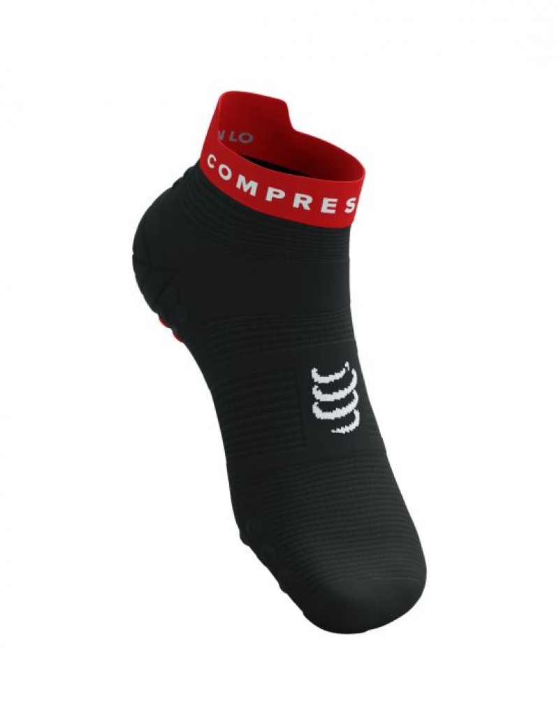 Sosete Alergare Compressport Pro Racing Socks v4.0 Run Low Barbati Negrii Rosii | 942017-AGC