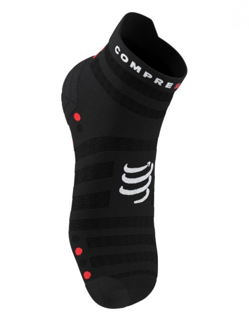 Sosete Alergare Compressport Pro Racing Socks v4.0 Ultralight Run Low Barbati Negrii Rosii | 549180-SDF