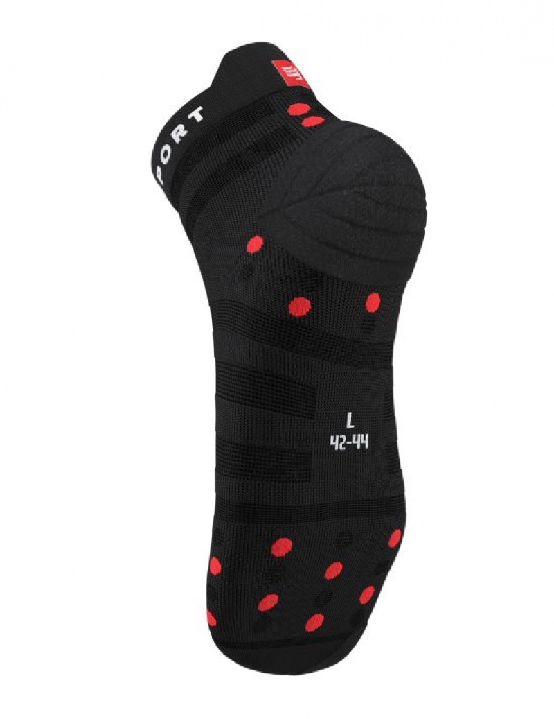 Sosete Alergare Compressport Pro Racing Socks v4.0 Ultralight Run Low Barbati Negrii Rosii | 549180-SDF