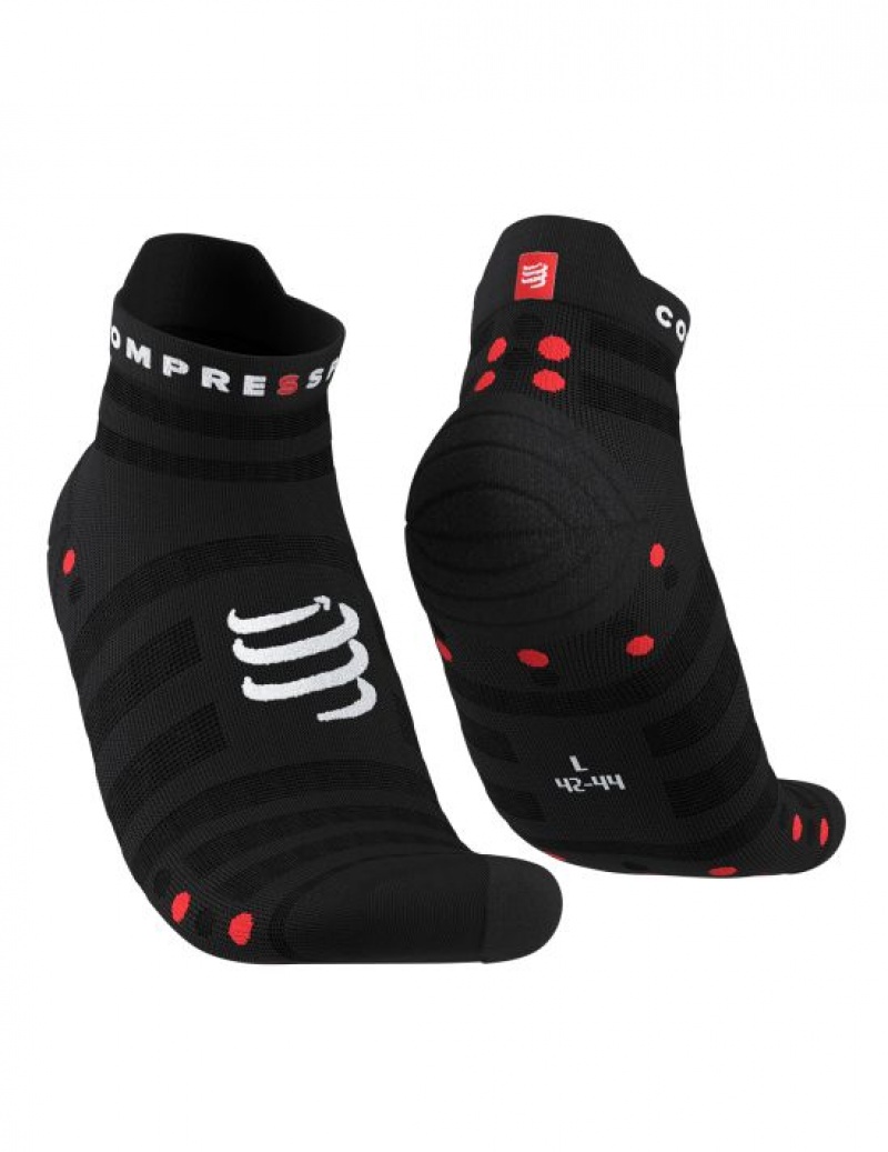 Sosete Alergare Compressport Pro Racing Socks v4.0 Ultralight Run Low Barbati Negrii Rosii | 549180-SDF