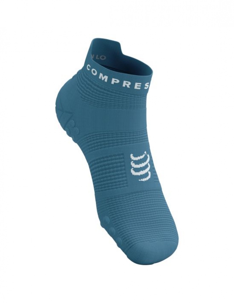 Sosete Alergare Compressport Pro Racing Socks v4.0 Run Low Barbati Albastri Albi | 521840-XVM