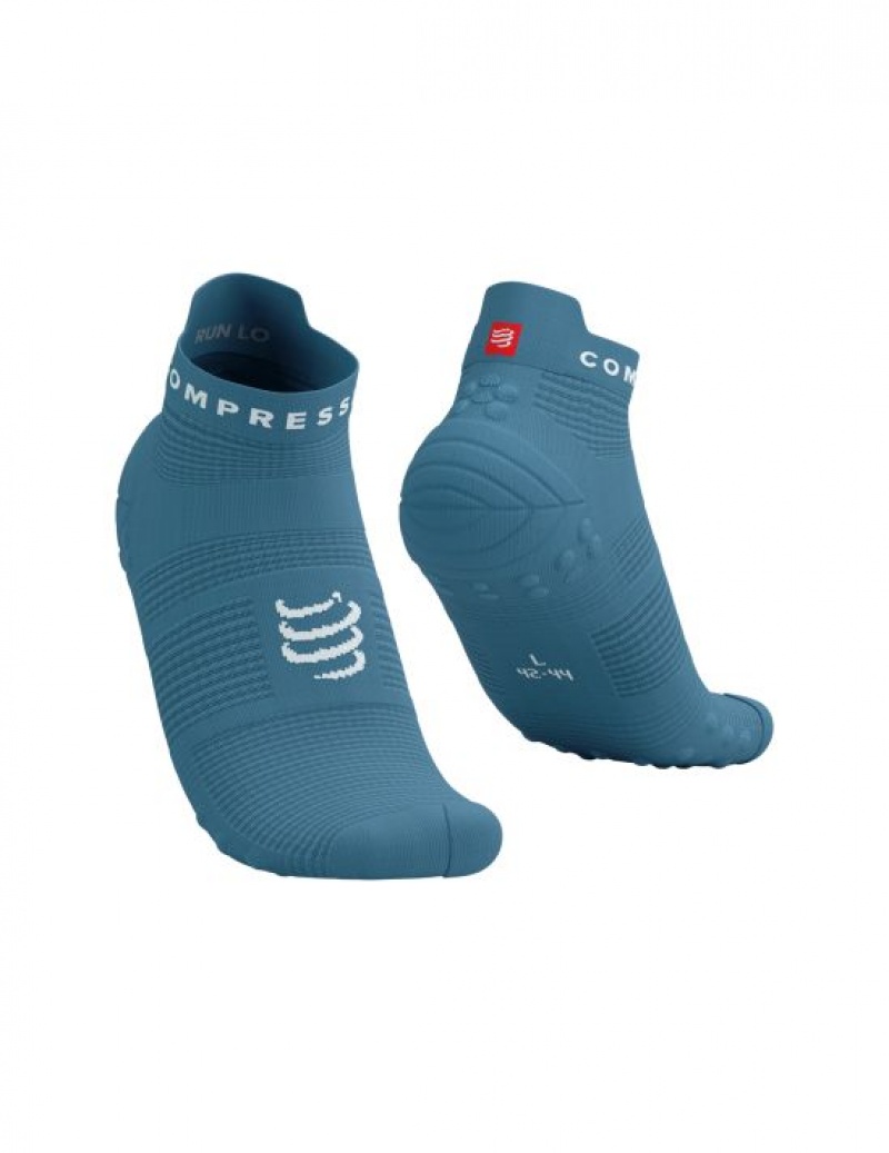 Sosete Alergare Compressport Pro Racing Socks v4.0 Run Low Barbati Albastri Albi | 521840-XVM