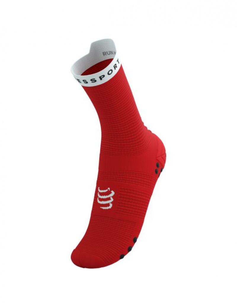 Sosete Alergare Compressport Pro Racing Socks v4.0 Run High Barbati Rosii Albi | 938265-KAI