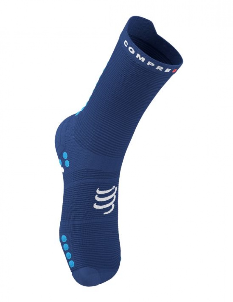 Sosete Alergare Compressport Pro Racing Socks v4.0 Run High Barbati Albastri | 432568-FJL