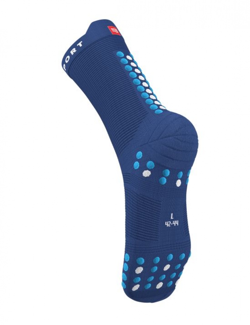 Sosete Alergare Compressport Pro Racing Socks v4.0 Run High Barbati Albastri | 432568-FJL