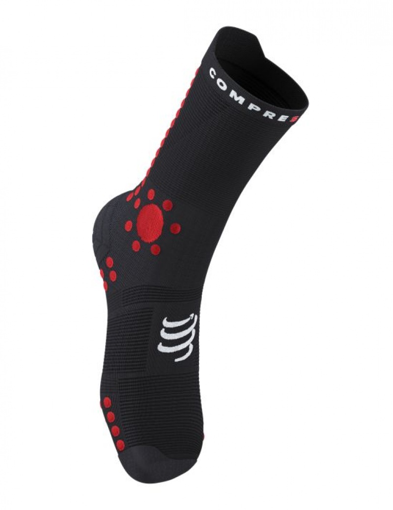 Sosete Alergare Compressport Pro Racing Socks v4.0 Trail Barbati Negrii Rosii | 104673-TMV