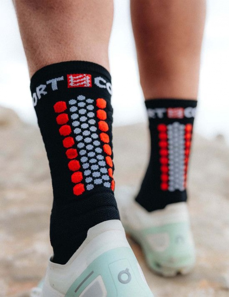 Sosete Alergare Compressport Ultra Trail Socks V2.0 Barbati Negrii Rosii | 198472-VQL