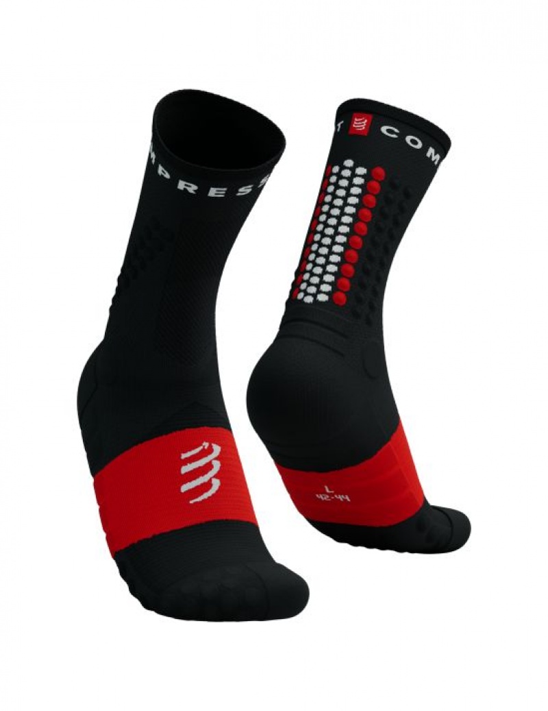 Sosete Alergare Compressport Ultra Trail Socks V2.0 Barbati Negrii Rosii | 198472-VQL