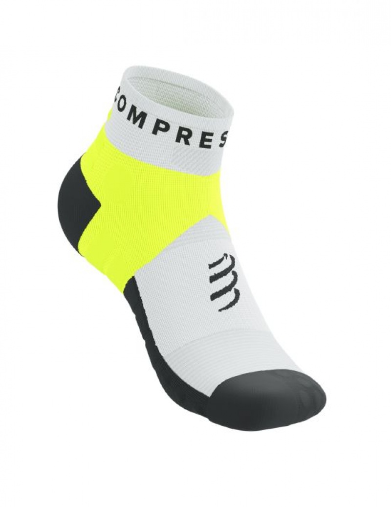 Sosete Alergare Compressport Ultra Trail Low Socks Barbati Albi Galbeni | 190748-OGZ