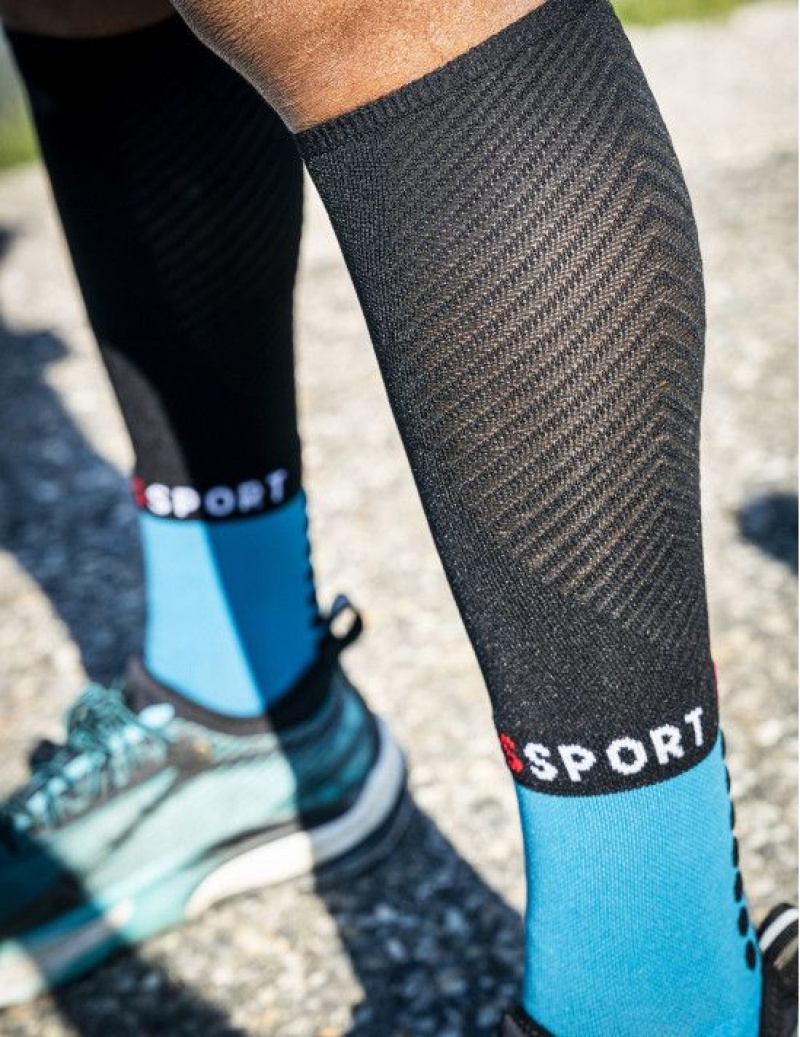 Sosete Compressport Full Socks Iarnă Run Unisex Albastri Negrii | 593782-WCS